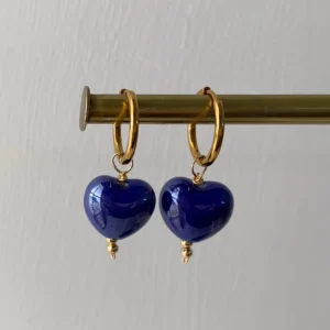 Aretes corazón azul